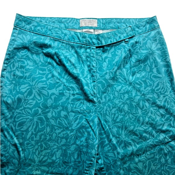 Worthington Stretch Teal Blue Floral Capri Pants Cotton Plus Size‎ 18W Summer - Picture 3 of 9